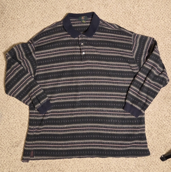 Club Room Other - Vintage Club Room Cotton Fair Isle Men's Collar Henley Polo Sweater Men's XXL